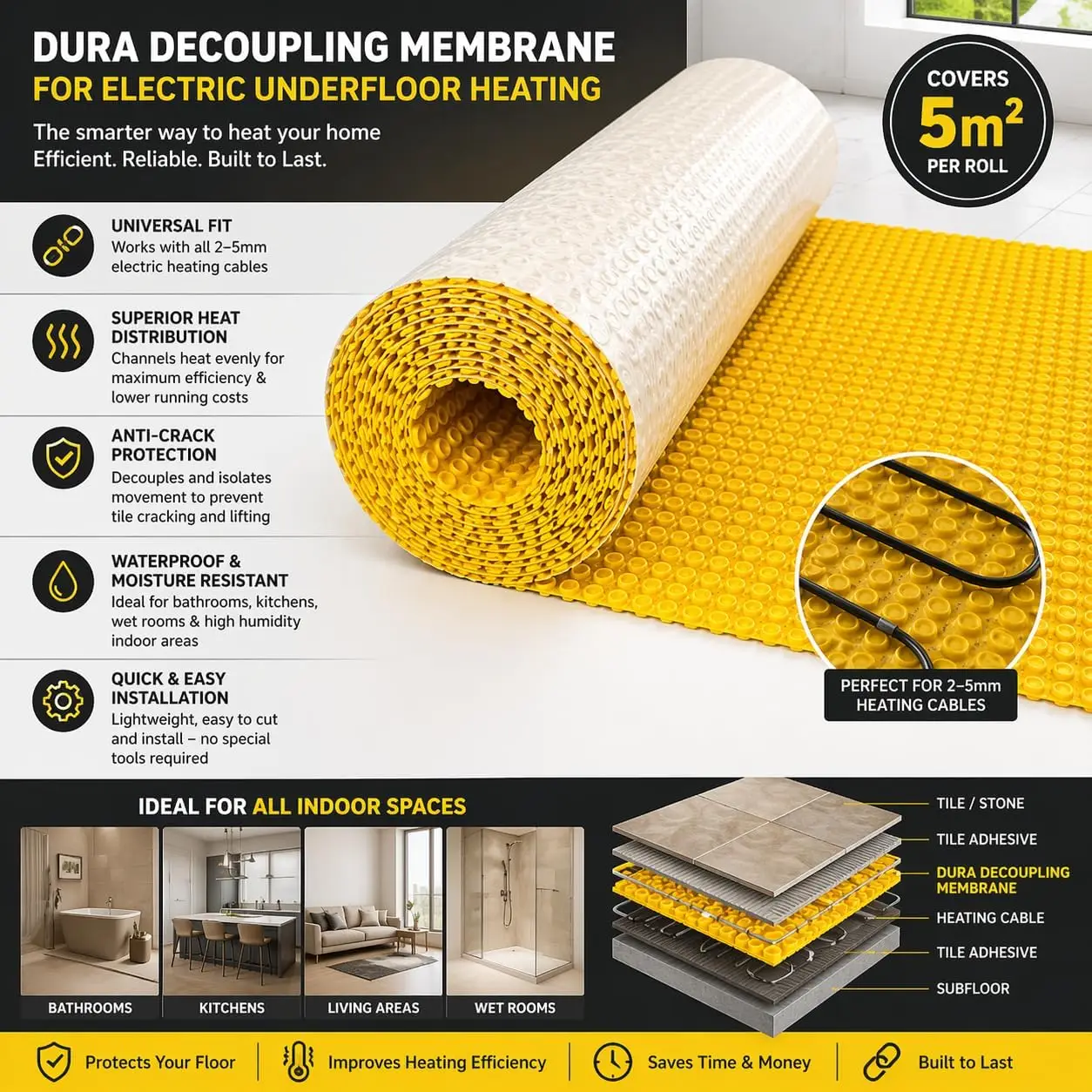 Dura Decoupling Membrane for Electric Underfloor Heating 2 Dura Decoupling Membrane for Electric Underfloor Heating - Image 2